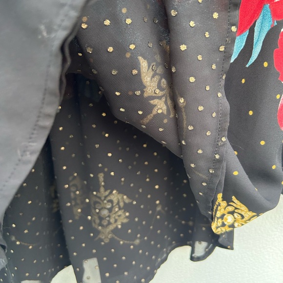 Chicos Blouse Top Reversible Floral Polka Dot  Button Up Long Sleeve Oriental - Picture 6 of 12